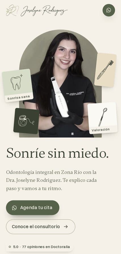 El mismo sitio visto en un teléfono