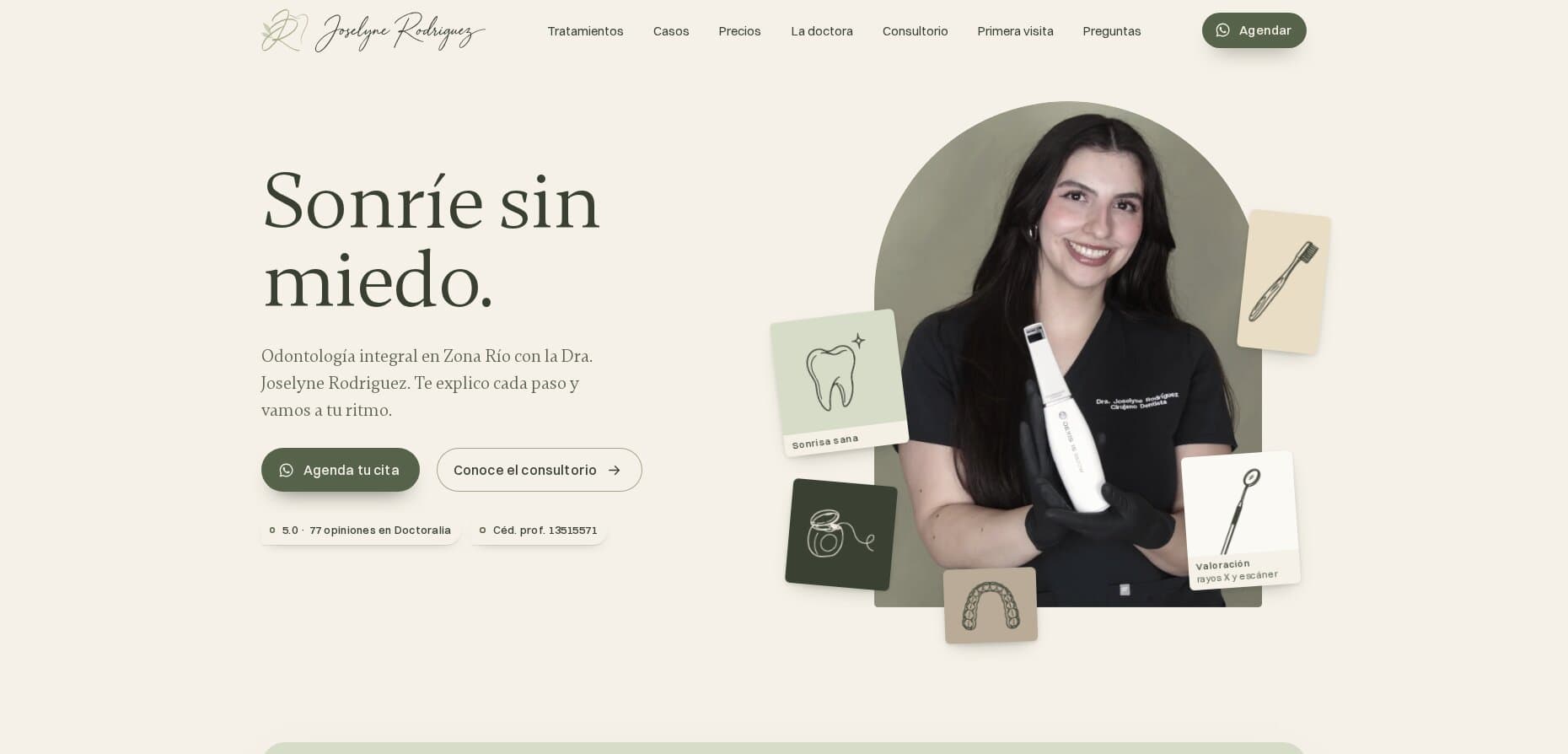 Portada del sitio de la Dra. Joselyne Rodriguez en escritorio